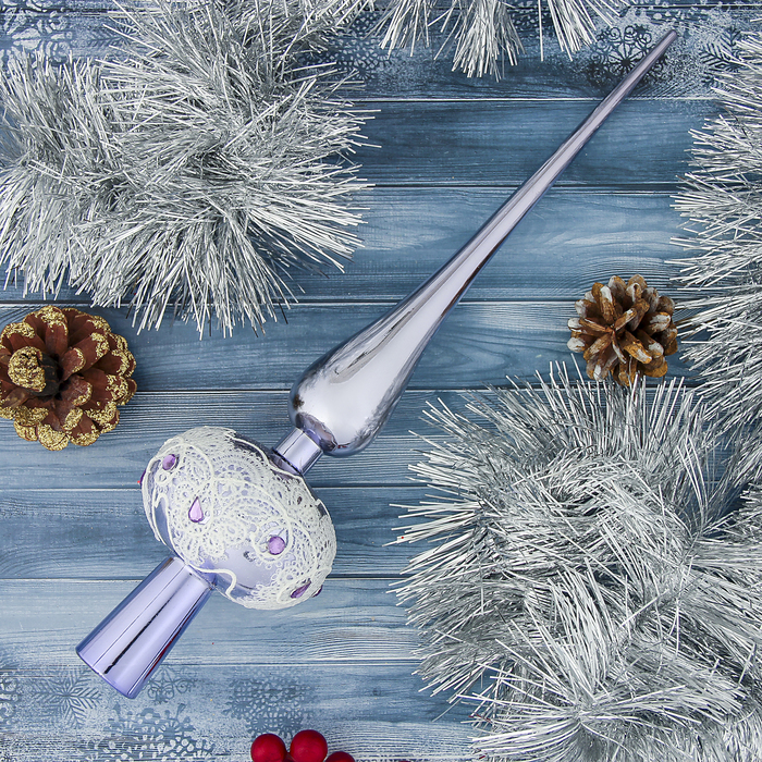 Верхушка на ёлку "Кружева" сиреневая