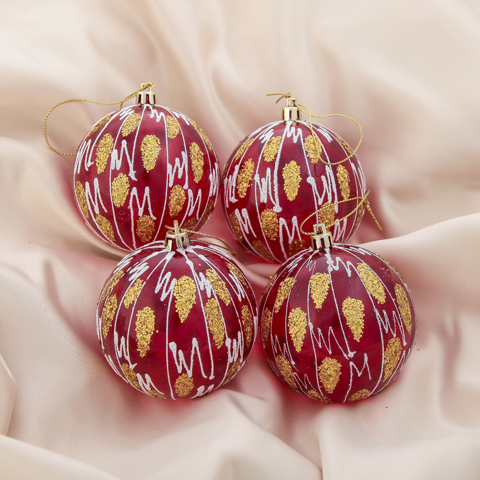 Новогодние шары "Красная магия" (набор 4 шт.)