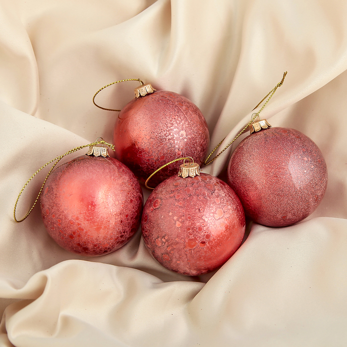 Новогодние шары "Красный туман" (набор 4 шт.)