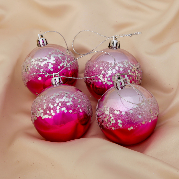 Новогодние шары "Млечный путь" (набор 4 шт.), розовые