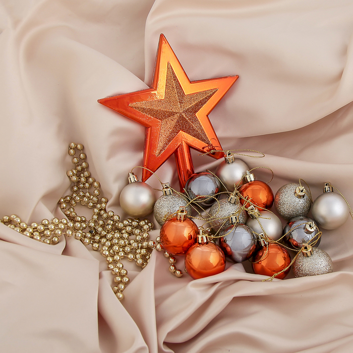 Ёлочные украшения "Оранжевая звезда" (набор 18 шт.)