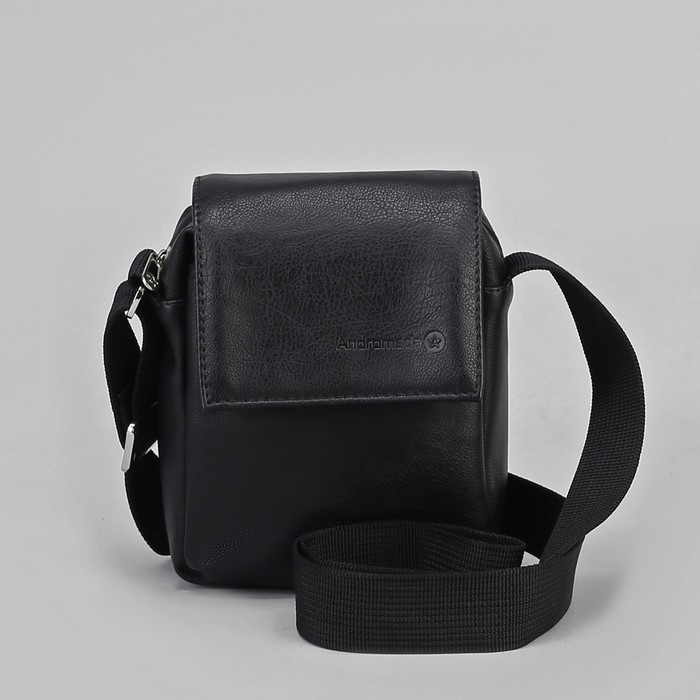 Сумка мужская на молнии, 2 отдела, 2 наружных кармана, чёрная