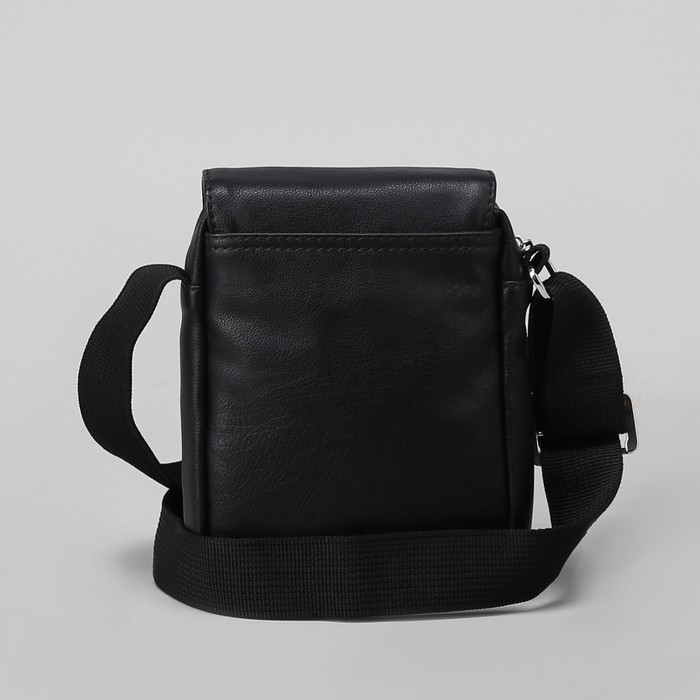 Сумка мужская на молнии, 2 отдела, 2 наружных кармана, чёрная