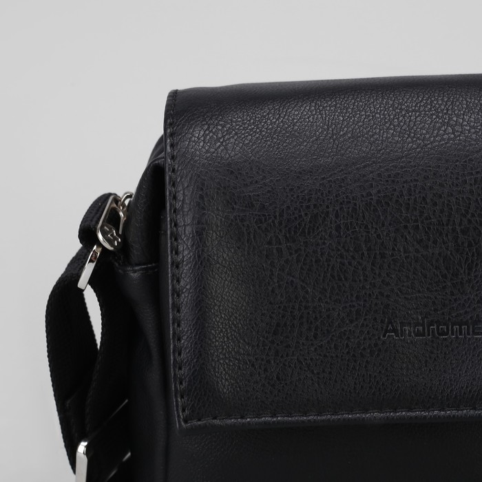 Сумка мужская на молнии, 2 отдела, 2 наружных кармана, чёрная