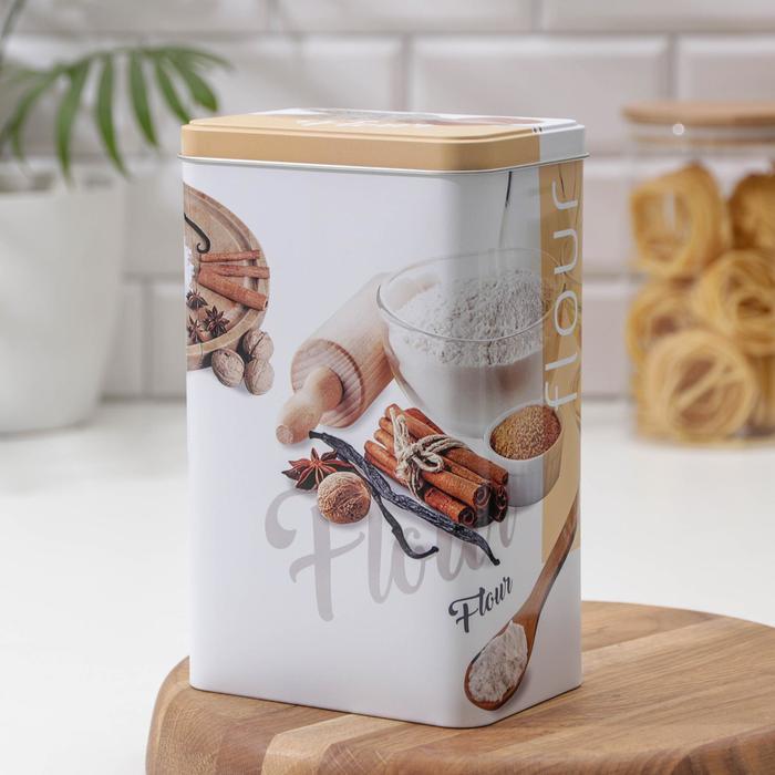 Банка для сыпучих продуктов 2,7 л, прямоугольная, МИКС