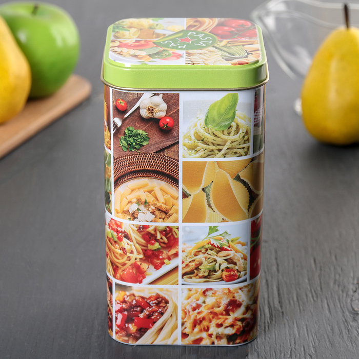 Банка для сыпучих продуктов прямоугольная, 1,4 л "Новая паста" 9х9 см, цвет МИКС