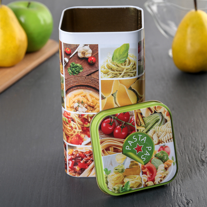 Банка для сыпучих продуктов прямоугольная, 1,4 л "Новая паста" 9х9 см, цвет МИКС