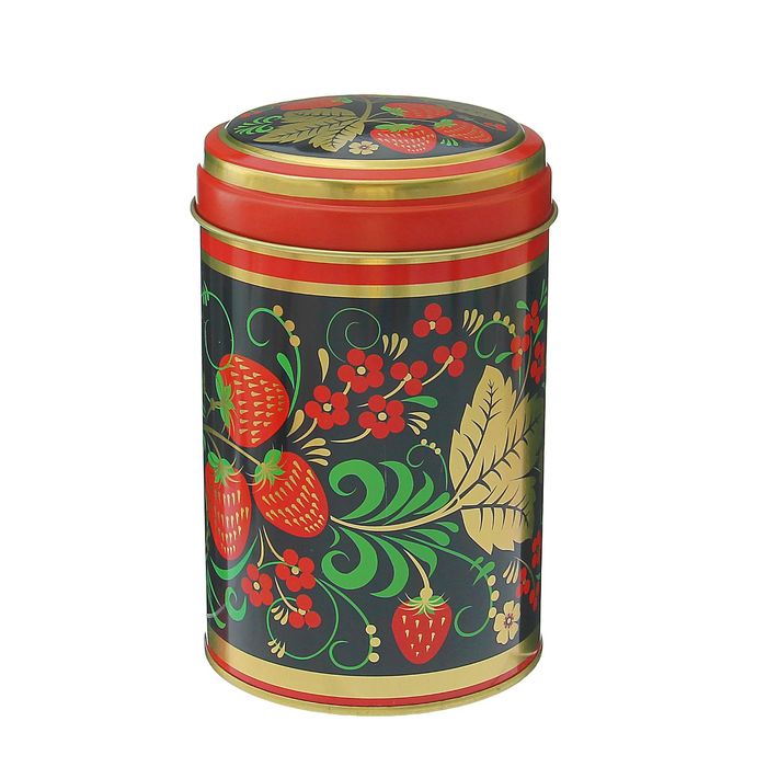 Банка для сыпучих продуктов 1,1 л "Хохлома. Клубника", круглая