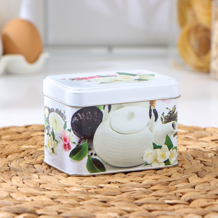 Банка для сыпучих продуктов 400 мл "Чайная церемония", прямоугольная, МИКС