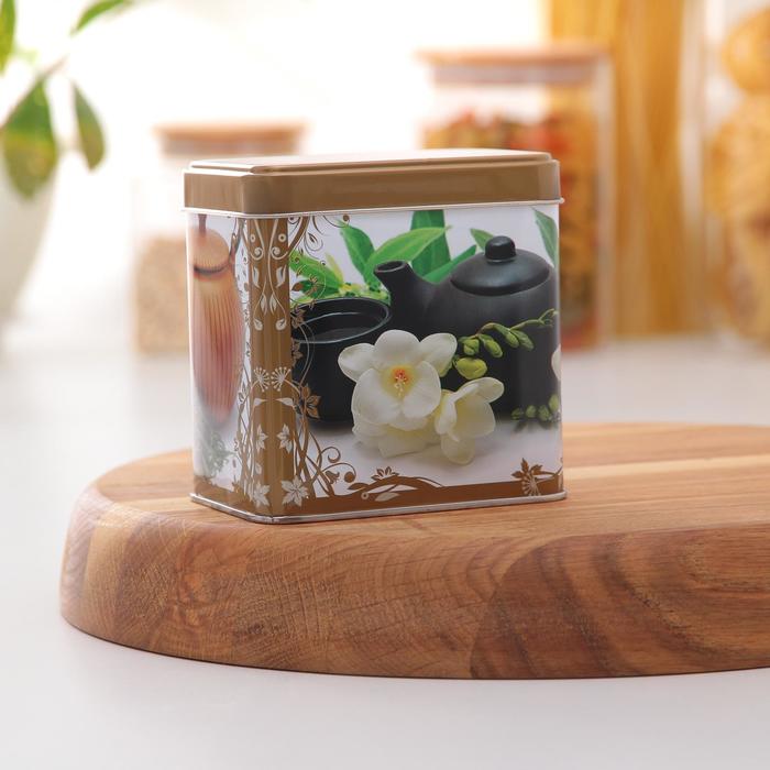 Банка для сыпучих продуктов 600 мл "Чайная церемония", прямоугольная