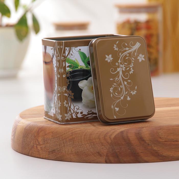 Банка для сыпучих продуктов 600 мл "Чайная церемония", прямоугольная
