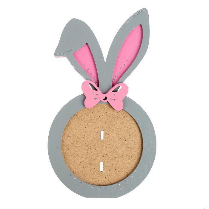 Фоторамка "Зайка" серо-розовая, набор 2 детали