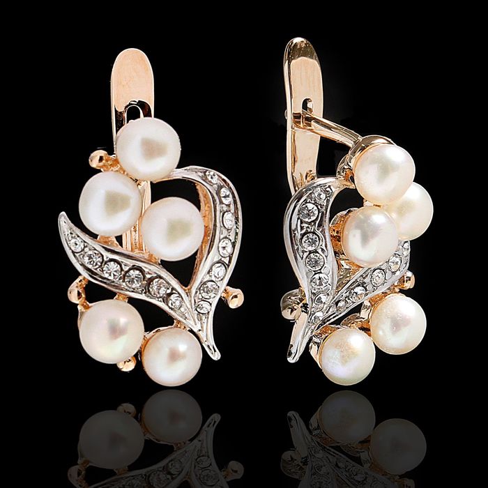 Серьги "Книра", цвет белый в золоте