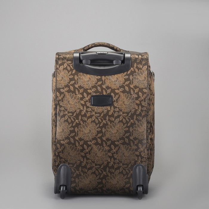 Чемодан "Цветы", средний, 24", 50 л, 2 колеса, выдвижная ручка, цвет коричневый