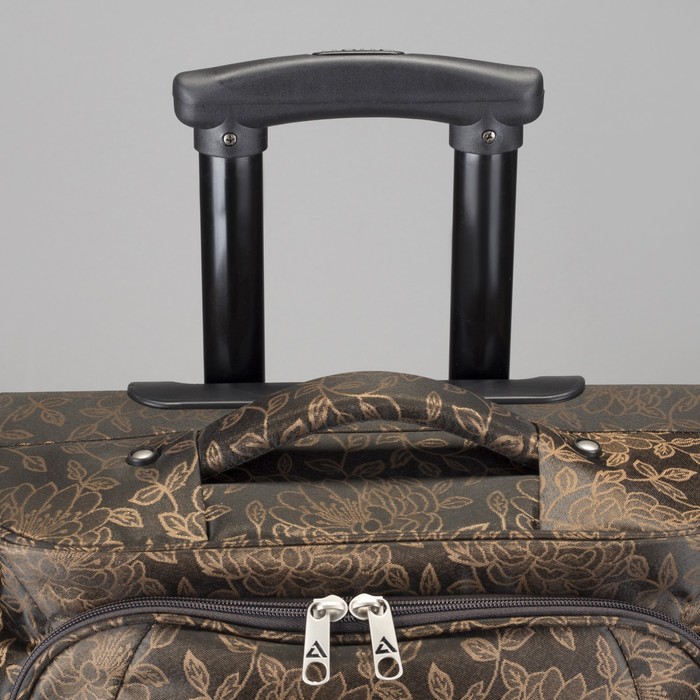 Чемодан "Цветы", средний, 24", 50 л, 2 колеса, выдвижная ручка, цвет коричневый