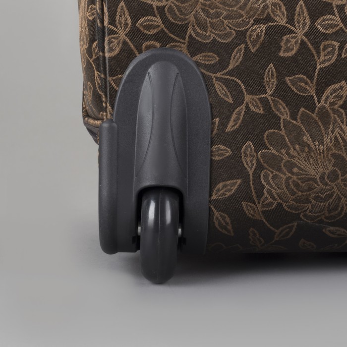 Чемодан "Цветы", средний, 24", 50 л, 2 колеса, выдвижная ручка, цвет коричневый