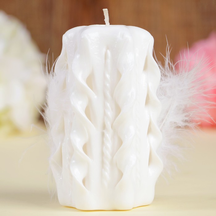 Свеча резная 10-11см "Лебеди" Белая