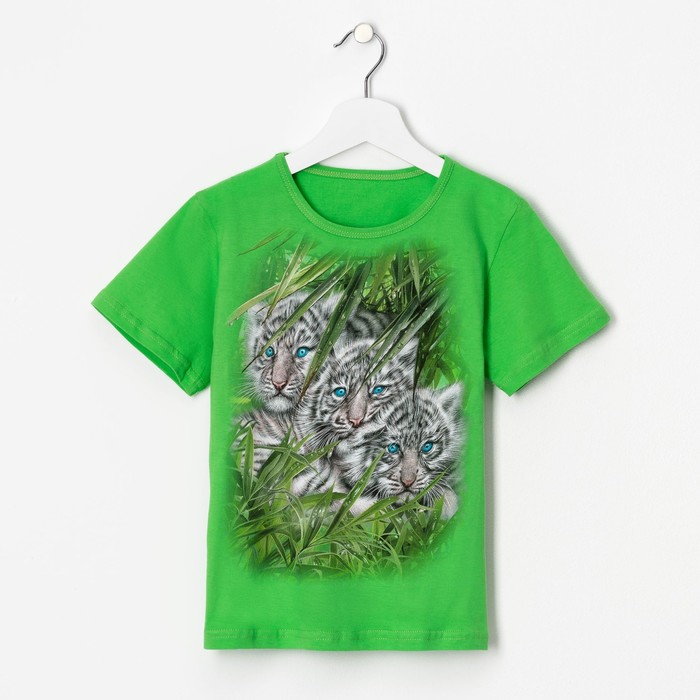 Футболка детская "Тигренок белый", рост 98-104 (30) см, 3-4 года, 100% хлопок