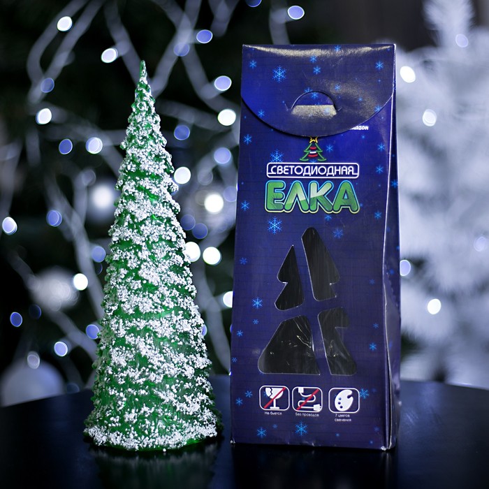 Игрушка световая "Снежная ёлочка" (батарейки в комплекте) 27 см, 1 LED, RGB. ЗЕЛЁНАЯ
