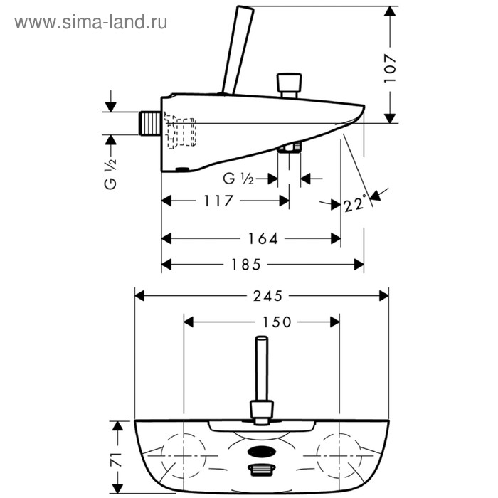 

Смеситель для ванны Hansgrohe PuraVida 15472000