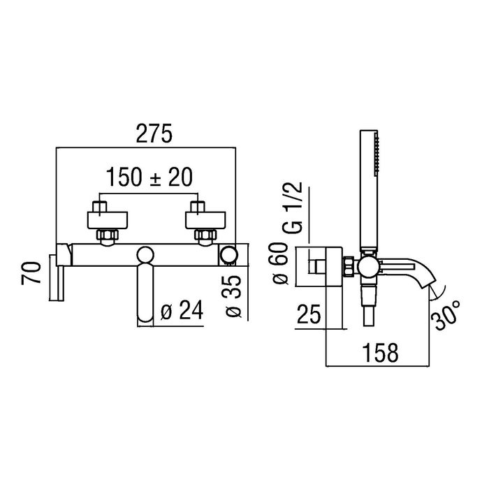 Смеситель для ванны Nobili ACQUERELLI AQ93110CR, с душевым набором