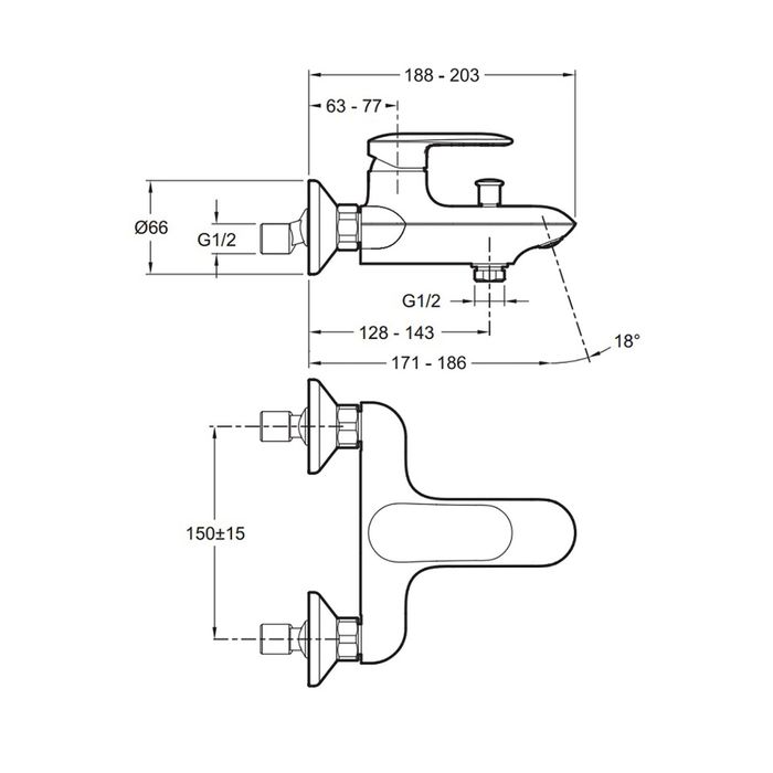 Смеситель для ванны Jacob Delafon Kumin E99460-CP