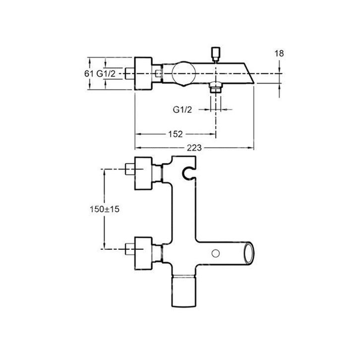 Смеситель для ванны Jacob Delafon Toobi E8963-CP
