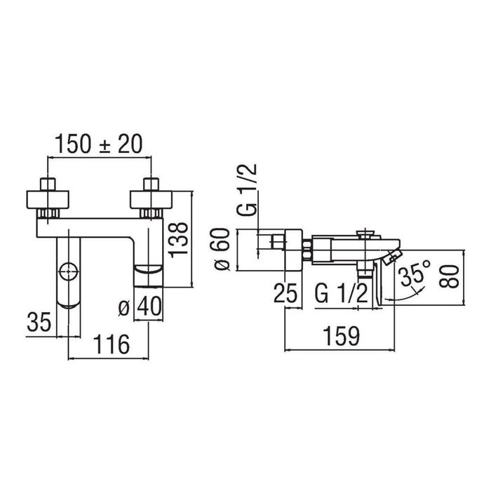 Смеситель для ванны TEKNOBILI NEW ROAD RD00110/1CR