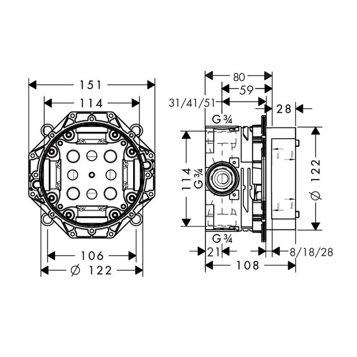 Смеситель для ванны Hansgrohe, к ibox universal