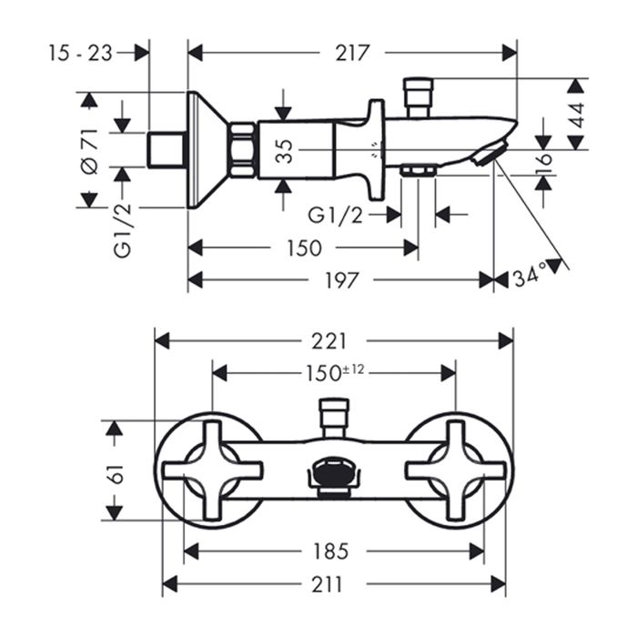 Смеситель для ванны Hansgrohe Logis 71240000