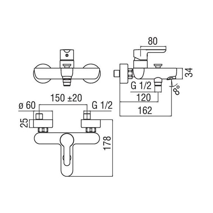 Смеситель для ванны Nobili ABC AB87110/1CR