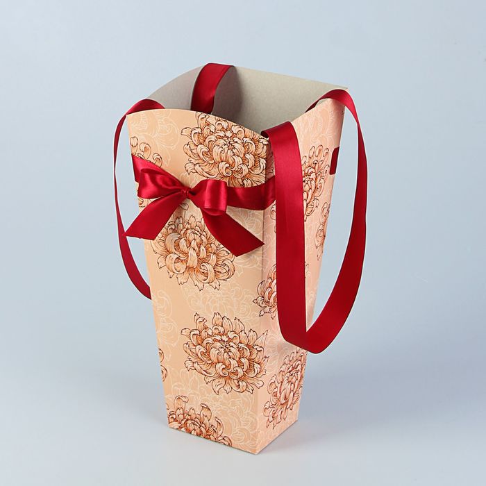 Пакет для цветов "Хризантема", сливочный, 15 х 13 см