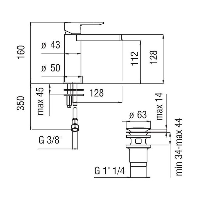 Смеситель для раковины TEKNOBILI NEW ROAD RDC0118/2CR, каскадный излив