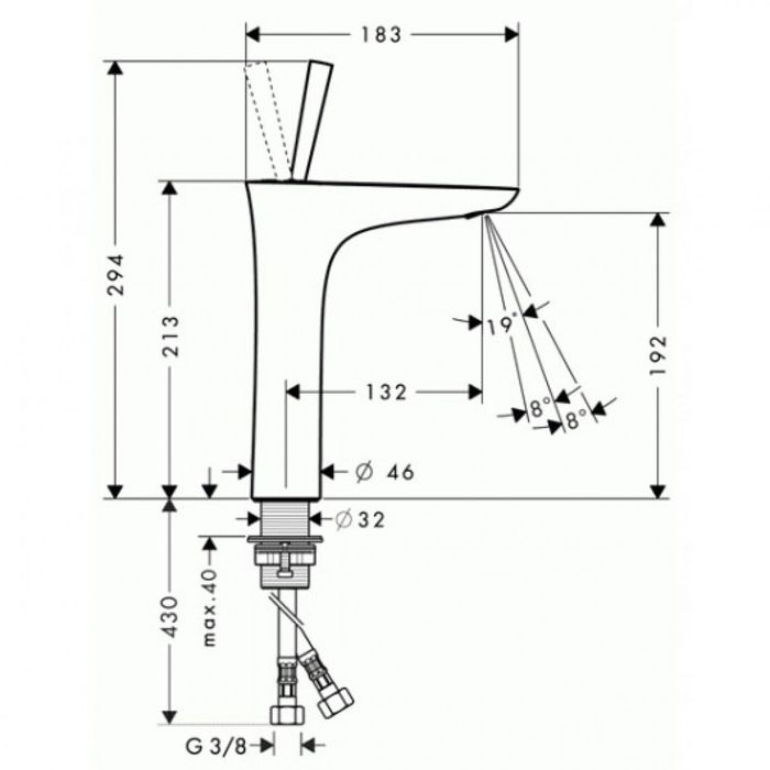 Смеситель для раковины Hansgrohe PuraVida 15081400, 200 мм