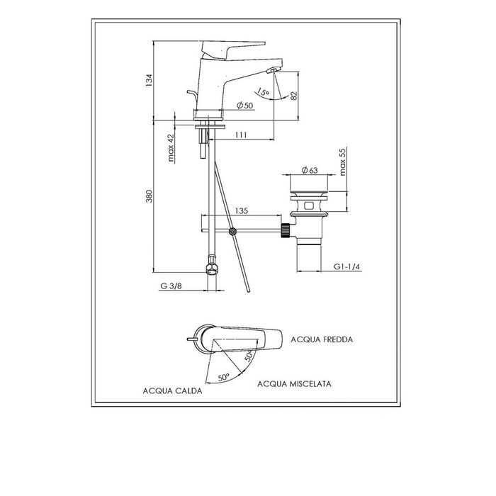 Смеситель для раковины Nobili NOBI NB84118/1CR
