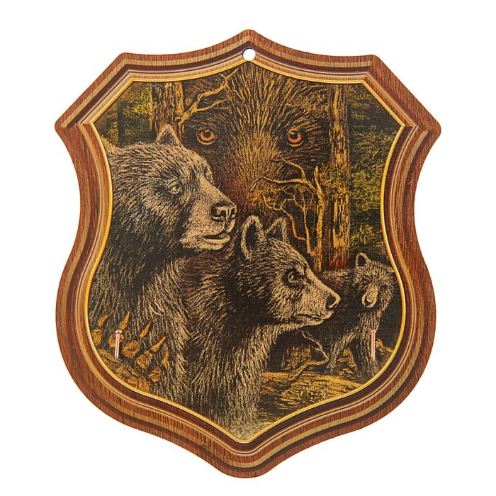 Ключница деревянная "Медведи"