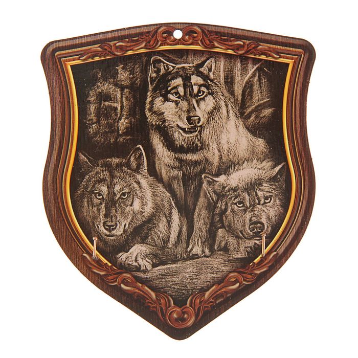 Ключница деревянная "Волки"