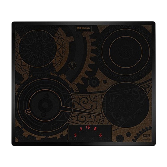 Варочная поверхность Hansa BHC93515, электрическая, 4 конфорки, черный с рисунком