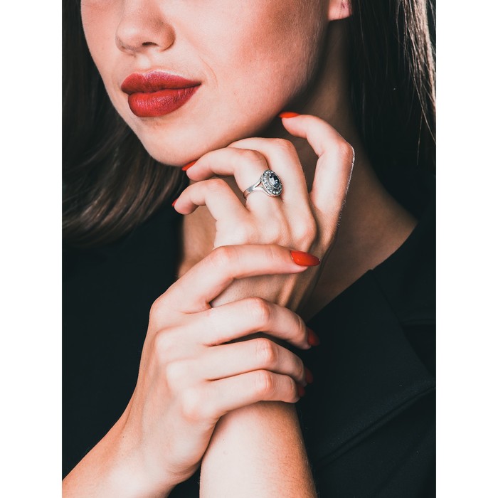 Кольцо "Навогеро", размер 18, цвет синий в черненом серебре