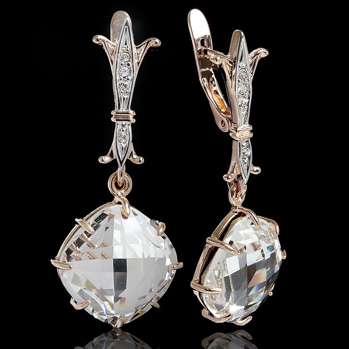 Серьги "Августа", цвет белый в золоте