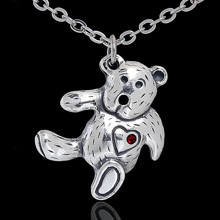 Кулон "Тедди", цветной в чернёном серебре, 45 см