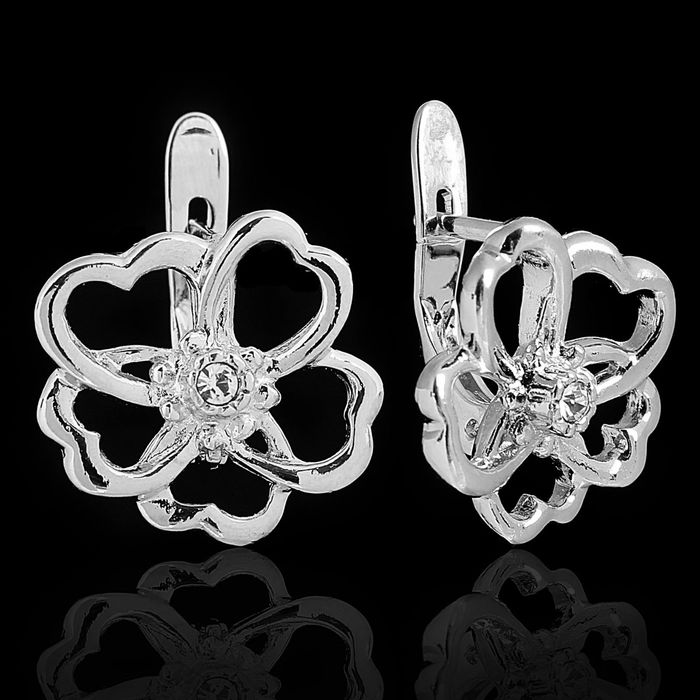 Серьги "Фримас", цвет белый в черненом серебре