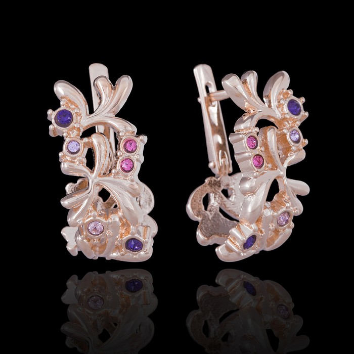 Серьги "Лаунг", цвет фиолетовый в золоте