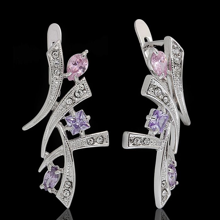 Серьги "Комильфо", цветное в серебре