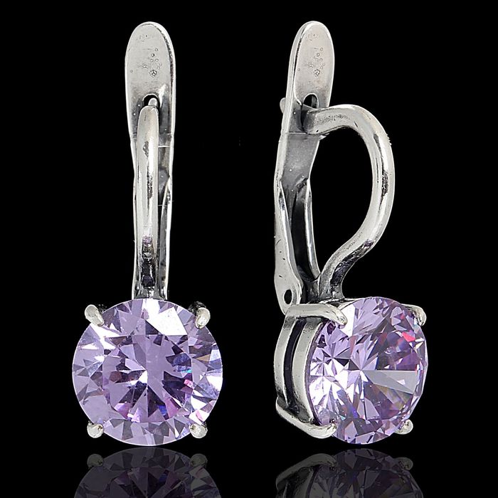 Серьги "Нафа", цвет фиолетовый в чернёном серебре