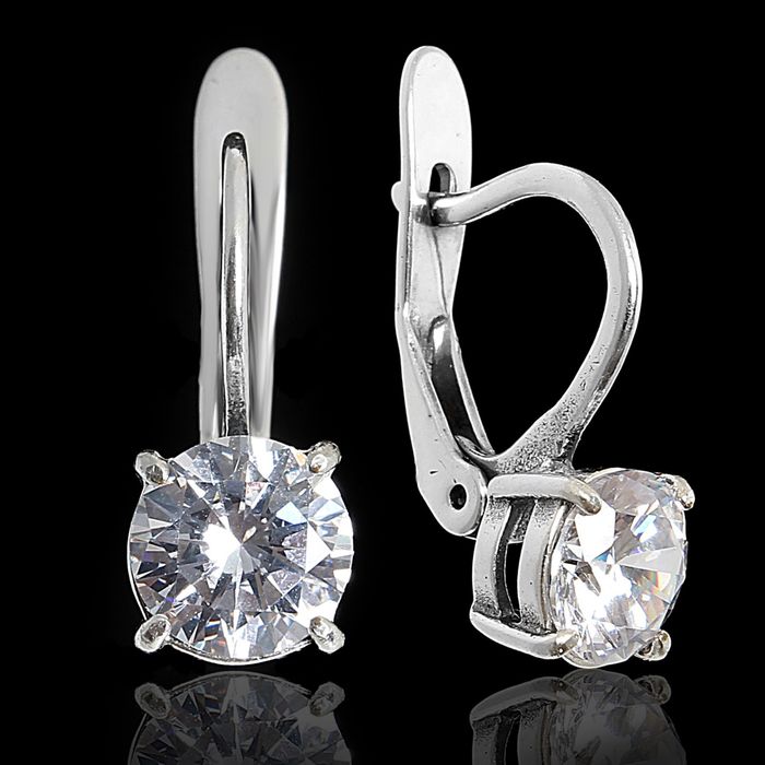 Серьги "Сарти", цвет белый в чернёном серебре