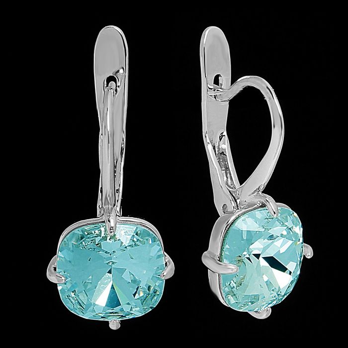 Серьги "Флегра SW", цвет бирюзовый в черненом серебре