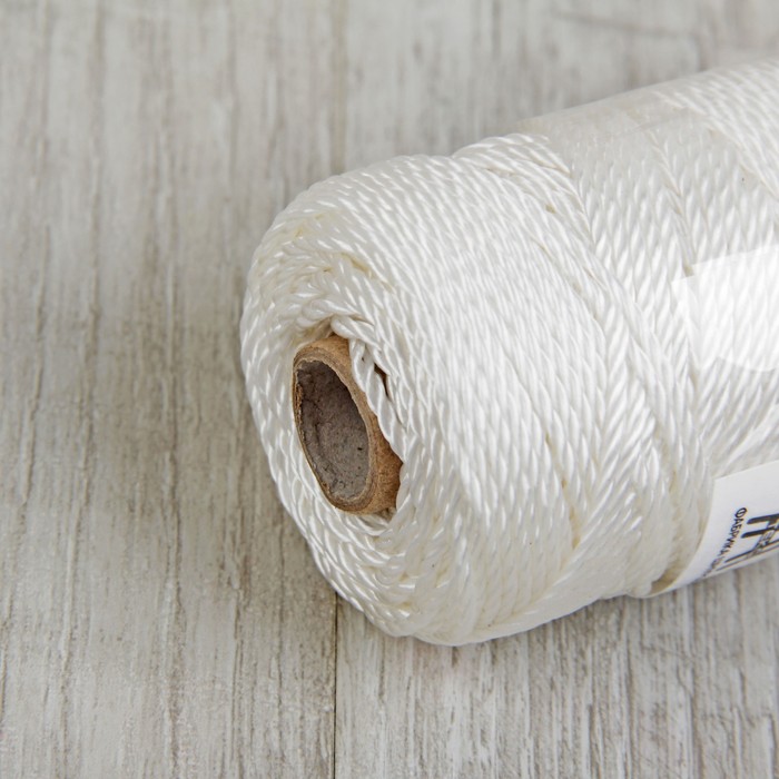 Нить для плетения кручёная, d=1,5мм, 70±1м, цвет белый