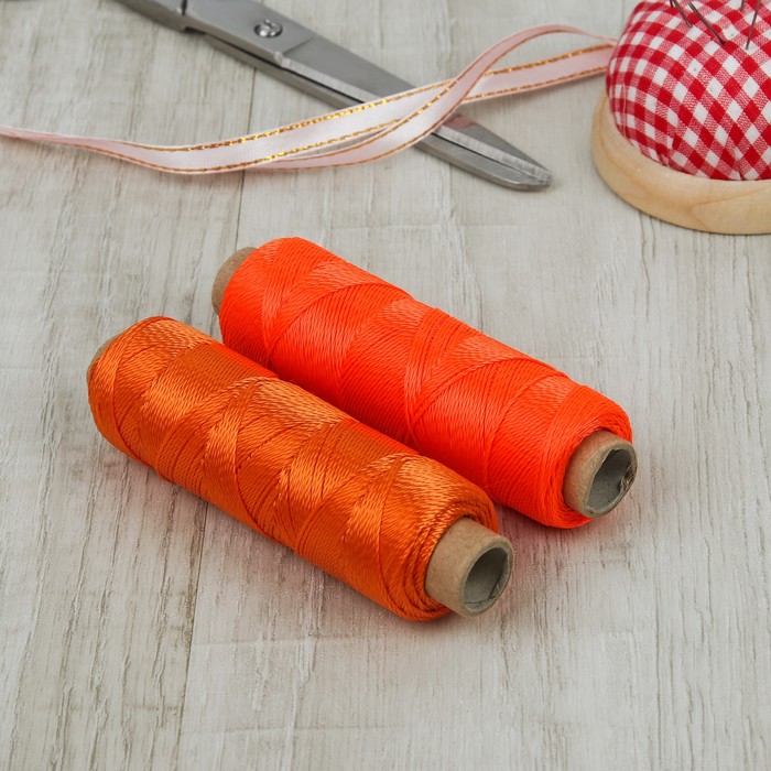 Нить для плетения кручёная, d=0,8мм, 100±1м, цвет оранжевый