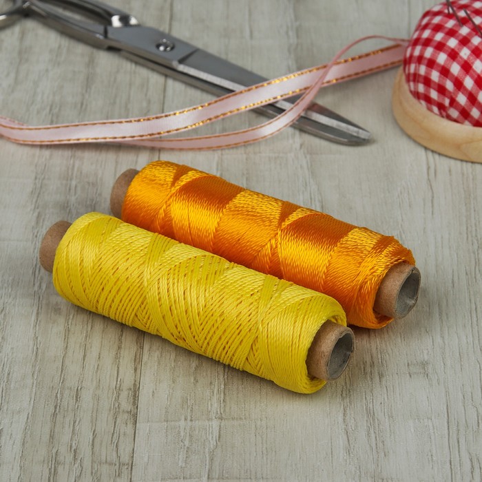 Нить для плетения кручёная, d=0,8мм, 100±1м, цвет жёлтый